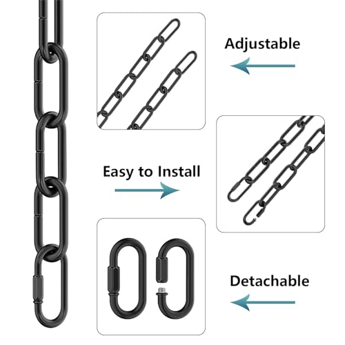 Image of garini 6 Feet Industrial Black Light Fixture Chain, Adjustable Metal Pendant Chandelier Chain Extension with Detachable Link, Maximum Load is 66 Pounds