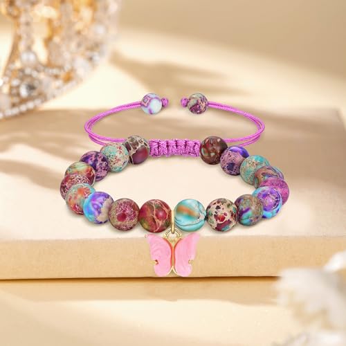 Image of 4-12 Year Old Girl Birthday Gifts, Adjustable Pink White Pearl Beaded Bracelet for Teen Girls, 4-12th Happy Birthday Christmas Graduation Gifts for Daughter Granddaughter Niece