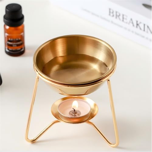 Calentador metálico para cera con soporte trípode dorado miniatura 7