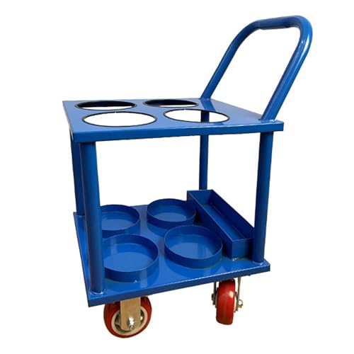 ZIMGOD Oxygen Tank Holder Movable Oxygen Hand Truck with Ring Slots/Wheels, Gas Canister Carrier Storage Stand Holds 4 Cylinders, Indoor & Outdoor Oxygen Tank Bracket