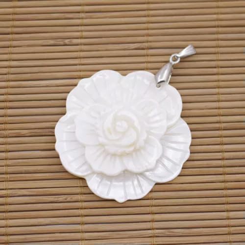 Pendentif en Coquillage de Fleur, Nacre Naturelle, Bijoux de beauté, 25 mm à 45 mm, Choisissez - Blanc 45 mm