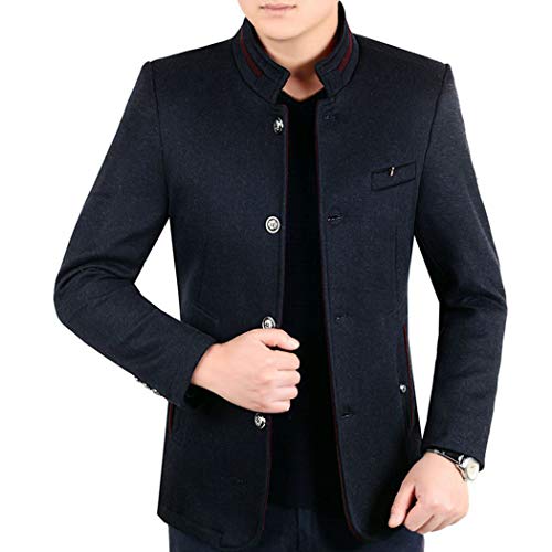Xzbailisha XZZ-MC600-NAVY-2XL Men'S Woolen Short Coat Stand Collar Business Down Jacket Trench Topcoat Navy cover
