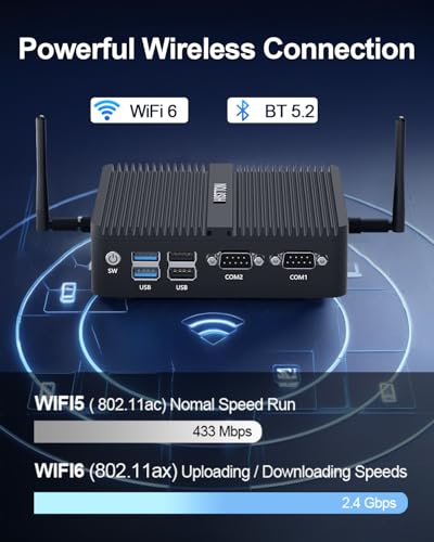 Image of HISTTON Mini PC N100, Alder Lake N100 (3.4GHz), 8GB DDR4 RAM 256GB NVMe SSD, Fanless Mini PC Win 11 Pro Supports WiFi6,BT5.2,USB 3.0,4K Triple Display, Dual LAN Industral Mini PC