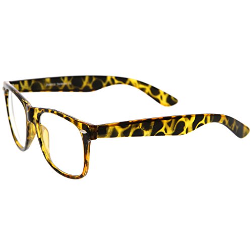 zeroUV - Retro Wide Arm Square Clear Lens Horn Rimmed Eyeglasses 54mm3