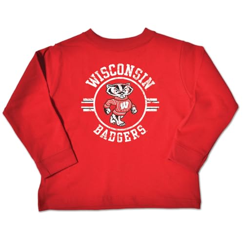 NCAA Wisconsin Badgers Toddler Long Sleeve Tee, 2 Toddler, Red