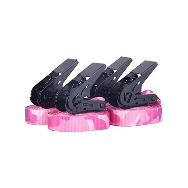 Sandax 4er-Set Spanngurte mit Ratsche pink-Camouflage, Zurrgurte belastbar bis 900kg, nach DIN EN 12195-2, LÃ¤nge 6m, Breite 25mm, hochwertige Einteilige Ratschengurte/Ratschenspanngurte, Zurrgurt Set