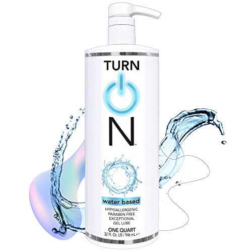 Turn on Water Based Sex Lube 32 Ounce Premium Personal Lubricant, Long Lasting Formula for Condom Safe Vegan Ph Balanced Hypoallergenic and Paraben Free Intimacy, Gel Lube for Men Women & Couples