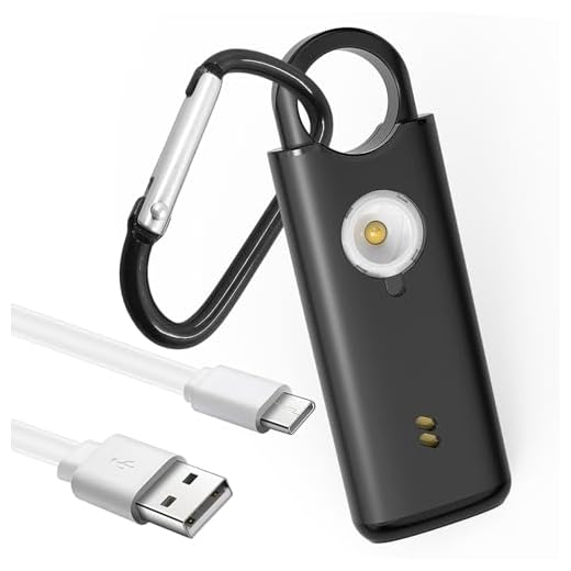 Qoosea Alarme de Sécurité Personnelle Rechargeable avec Mousqueton - 135 DB, Capteur Vibration, Strobe & Bouton Urgence pour Voyageurs d'affaires, Backpackers, Femmes, Hommes(Noir)