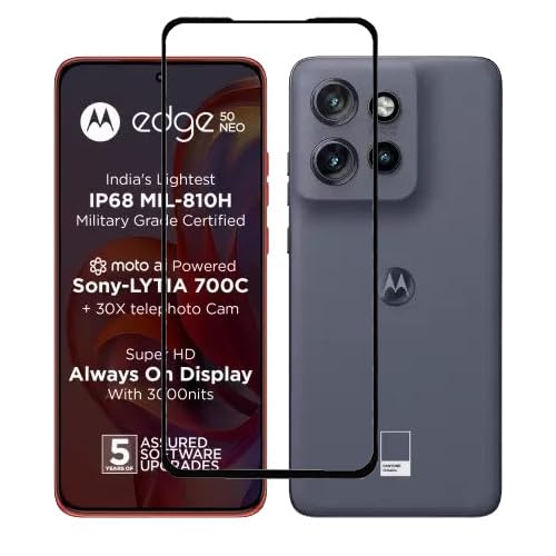 ECMERED® Anti-Shatter Tempered Glass Screen Protector for MOTOROLA Edge 50 Neo full screen coverage (Black) (Pack of 1) (B0DHGRLY4N) Amazon Price History, Amazon Price Tracker