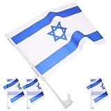 WHAMVOX Israel Flagge Auto Fahne 4 Stück Polyester 30x45cm Dekorative Autofenster Flaggenverzierung Langlebige Nationalflagge für Sport Party und Fanartikel