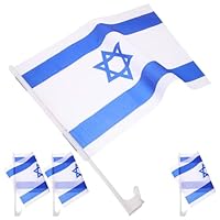 WHAMVOX Israel Flagge Auto Fahne 4 Stück Polyester 30x45cm Dekorative Autofenster Flaggenverzierung Langlebige Nationalflagge für Sport Party und Fanartikel
