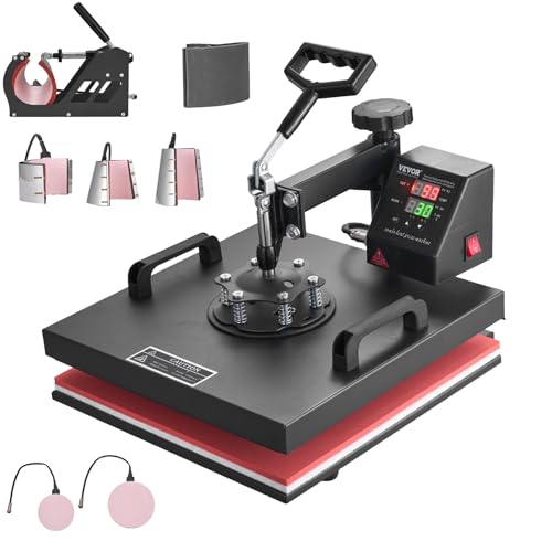 VEVOR Heat Press Machine 8 in 1 Combo Heat Press 15x15 Inch Heat Transfer Machine 360-Degree Swing Away Digital Tshirt Press Multifunction Heat Transfer Sublimation for T Shirts Mugs Hats Plates Caps