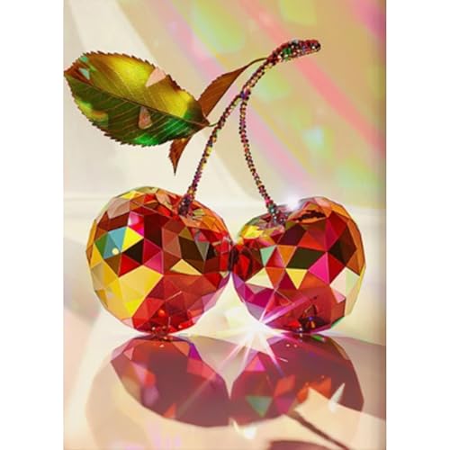 Tiwabb Cherry Disco Diamond Art Kits for Adults Beginners, Diamond Painting Kits for Adults,5D Full Drill DIY Diamond Dot Gem Art Kit Wall Home Decor Arts Craft 12x16 inch