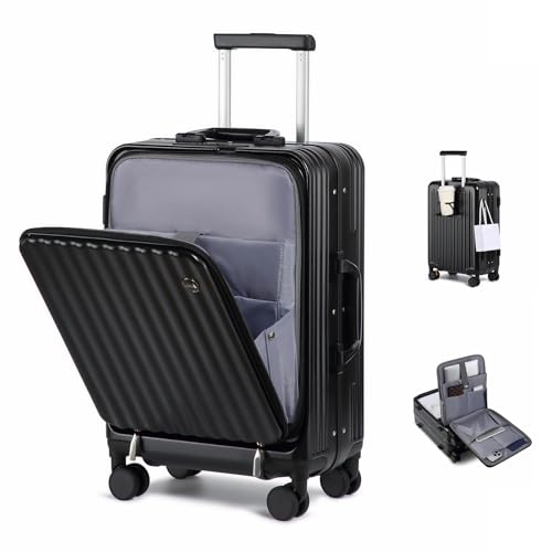 Sea choice Valise PC Bagage à Main avec Avant Poche Ordinateur Trolley Rigide Bagages avec 4 Roues Serrure TSA, Porte-gobelet, 55x36x23cm, 40L