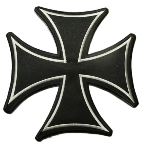 gros patch croix malte noir argent 25 cm ecusson dos veste