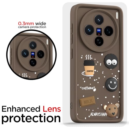 Image of Pikkme Back Cover for Vivo X200 5G | 3D Bear Silicone Cute & Fun Coffee Cartoon | Full Body Protection Bumper Case (Brown)