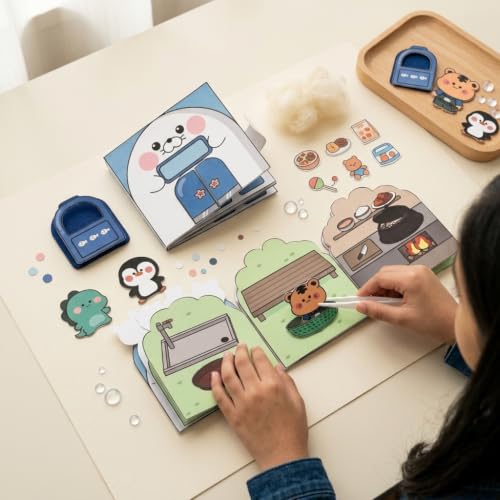 Image of PATPAT 6Pcs DIY Paper Quiet Book, Cartoon Food-Theme Scene Activity Book