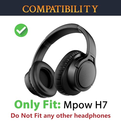Almohadillas de reemplazo SOULWIT para auriculares Bluetooth Mpow H7, cojines para orejas con cuero proteínico suave y espuma viscoelástica de alta densidad - Negro miniatura 2