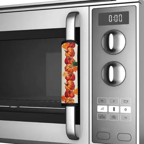 Image of Fall Pumpkin Fridge Handle Covers Set of 6 Washable Kitchen Appliances Gloves Anti-Static Refrigerator Handle Protector Microwave Oven Dishwasher Handle Protector Thanksgiving Decor