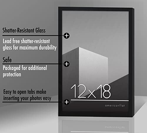 Americanflat 12x18 Poster Frame with Polished Plexiglass - Streamline Collection - Thin Border Picture Frame for Wall Display - Hanging Hardware Included - Black