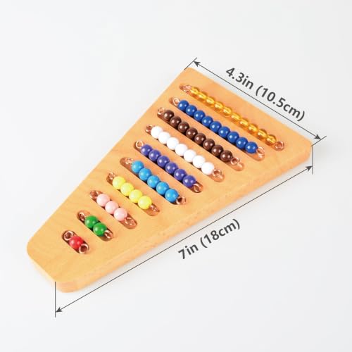 Image of BOHS Montessori Counting Beads 1-10, Wooden Math Bead Stair