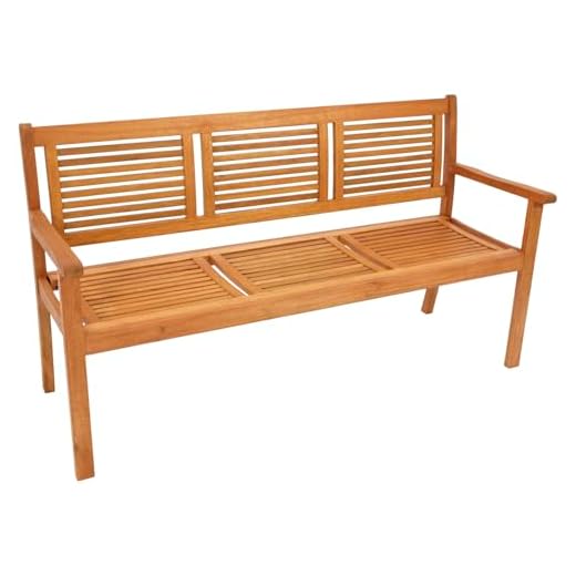 DEGAMO Gartenbank Holzbank CORUNA 3-sitzer 160cm, Eukalyptusholz braun geölt, Outdoor