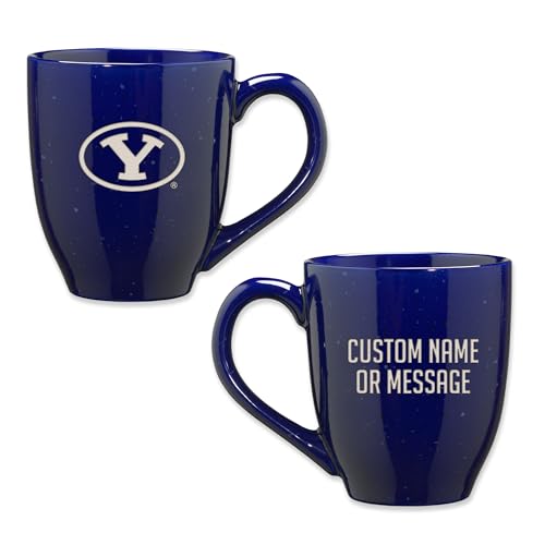 Image of Rico Industries NCAA BYU Cougars Royal Blue Personalized 16 oz Team Color Laser Engraved Speckled Ceramic Coffee Mug