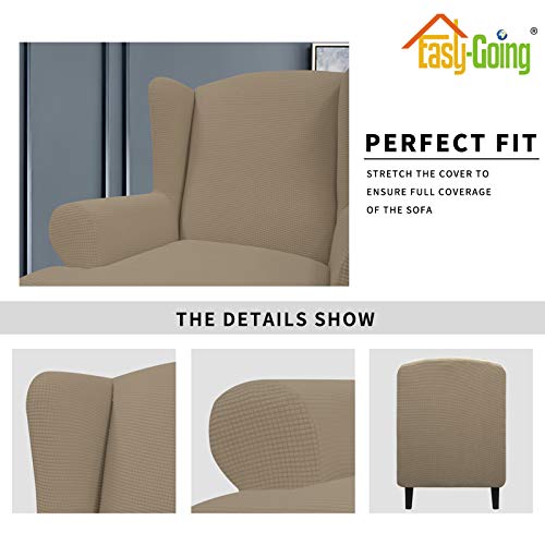 Image of Easy-Going Stretch Large Wingback Chair Sofa Slipcover Natural