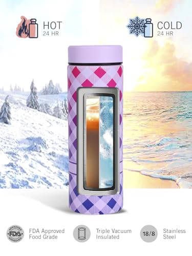 Image of NAUTICA Premium Leak-Proof Insulated Water Bottle - 1pc (Stern)| 500ml | Stainless Steel Flask with 24 Hours Temperature Retention | Ideal for Travel, Gym, Office Use Titanium Printed-Violet /Blue
