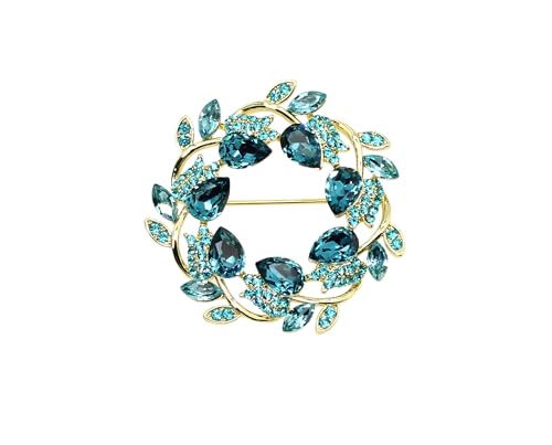 Image of Faship Gorgeous Rhinestone Crystal Floral Wreath Brooch Pin