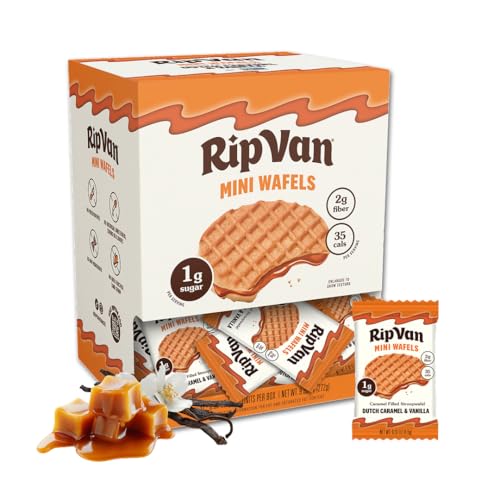 Rip Van Wafels Dutch Caramel Mini Stroopwafels - Low Carb Snacks (3g Net Carbs) - Non GMO Snack...