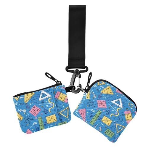 Math Calculation Dual Wristlet Wallets for Women Small Detachable Zipper Purse Wallet with Zipper Pocket for Lady 2 Packs