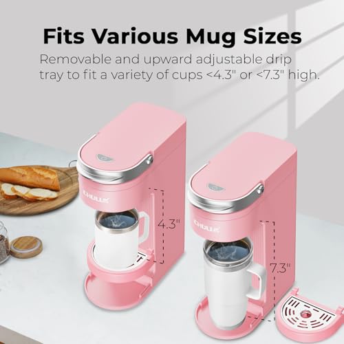 CHULUX-Slim-Single-Serve-Coffee-Maker-for-K-Cup-Pods-One-Cup-Coffee-Maker-Fits-73-Travel-Mugs-Coffee-Machine-with-6-to-12oz-Brew-Sizes-Salmon-Pink CHULUX Slim Single Serve Coffee Maker for K Cup Pods One Cup Coffee Maker Fits 73 Travel Mugs Coffee Machine with 6 to 12oz Brew Sizes Salmon Pink