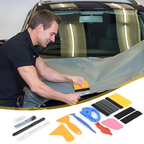 Sheryl&Rain 27 Stück Rakel für Folie, Folierungs Werkzeug Set, Rakelset Zum Folieren, Rakel Set für Tönungsfolie Auto mit 2 Filzrakel Rakel, Präzisionsmesser mit 15 Klingen, Cutter für Fensterfolien