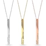 Personalized Vertical Bar Necklace Coordinate Jewelry Christmas Gift Roman Numeral Graduation Gift Engraved 3D Necklaces for Women Initial Necklace - 4SBN