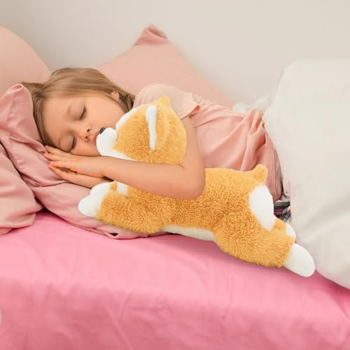 Stoffhund Plüschtier - Weiches Begleitspielzeug Aus Plüsch,Kuschelpuppe Mit Kissenfunktion | Für Kinder Jugendliche Erwachsene Und Sammler Bei Spielzeit Schlafenszeit Im Kinderzimmer Wohnzimmer Bett