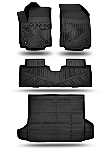BAMACAR Compatible for Chevrolet Equinox Floor mats＆Cargo Liner Set (TPE) 2018 2019 2020 2021 2022 4Pcs All Weather Odorless Floor Liners Front and Rear Row Set Black 2018-2022