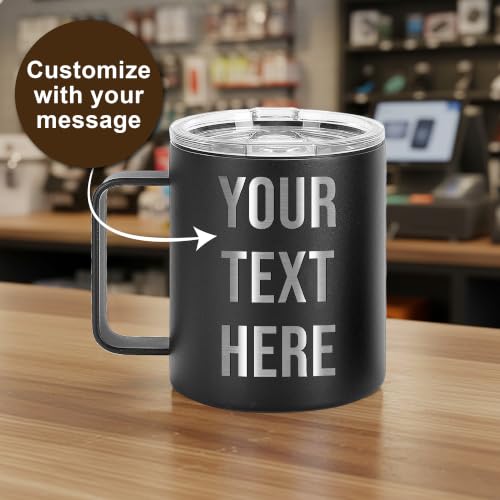Image of Custom Logo 12 oz Coffee Mug, Engraved Corporate Gift Cup