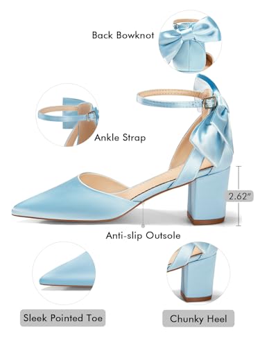 Image of Coutgo Women's Chunky Heels Ankle Strap Pointed Toe Pumps | Dress Shoes