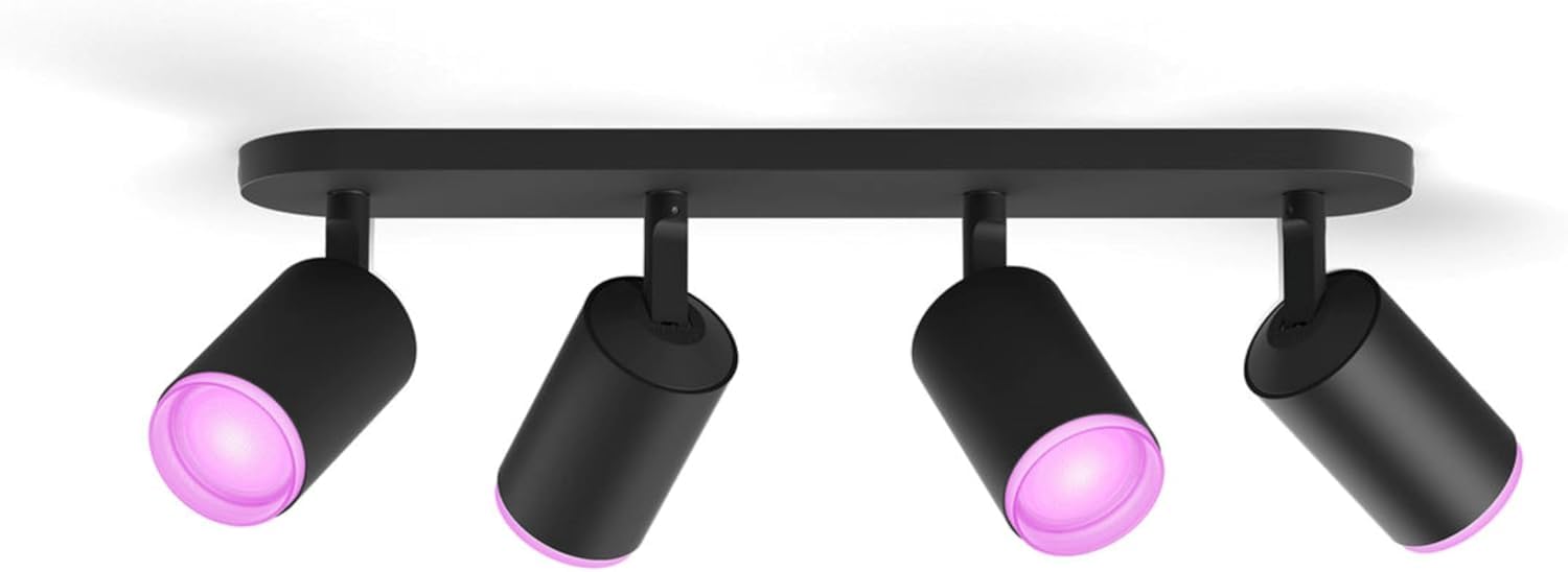 Philips Hue White & Color Ambiance, Spot Fugato +Ampoule, Kit de 4, Noir