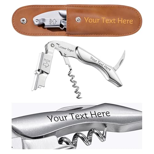 Fanery Sue Cavatappi da Sommelier Inciso e Personalizzato - Apri bottiglie da vino Professionale 3 in 1 in Acciaio Inox con Tagliafogli e Apri birra
