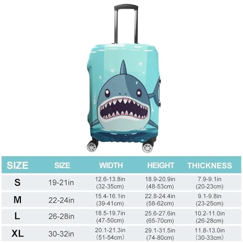 Cartoon Shark Floating in Water Printed Luggage Cover Protector, Fits 18-32 Inch Luggage2