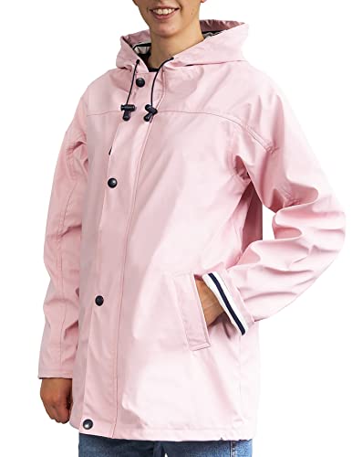 Breizh Ocean - Ciré Armor femme, manteau imperméable mixte, doublure à rayures de style marinière - du XS au 4XL (Rose clair).