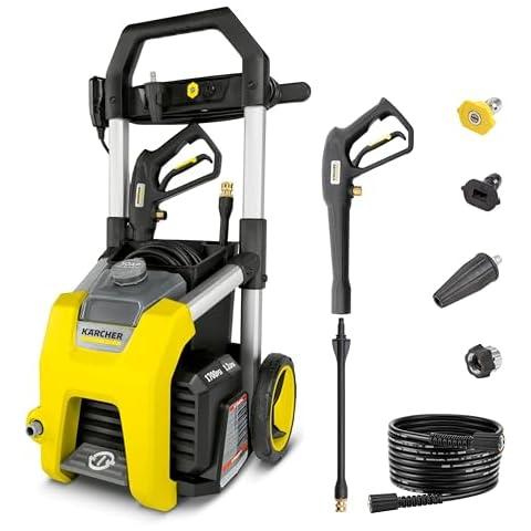 Kärcher Pressure Washer, Detergent Tank, Start/Stop Foot Switch, Onboard Storage Container, 3 Spray Nozzles, 1.46 GPM Max - for Cars, Decks, Patios, Driveways and Siding - K1700 Cover
