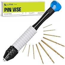 Craft911 Manual Craft Drill Sharp HSS Micro Mini Twist Drill Bits Set, Pin Vise Hand Drill for Jewelry Making; Small Hand Drill for Resin, Rotary Tools for Wood, Jewelry, Plastic, Miniature - Blue