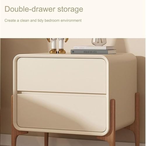 Durable Nightstand with High Legs - Double Drawer Storage Bedside Table for Bedroom, Living Room, Office - Stylish & Functional End Table, 40cm