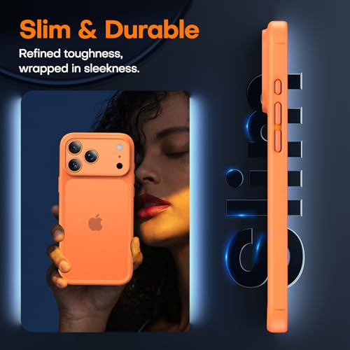 Image of TAURI for iPhone 17 Pro Max Case, with Screen Protector, Matte Orang