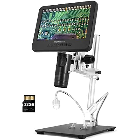 Andonstar AD246SM 2000X UHD 2160P HDMI Digital Microscope for Adults,PCB Soldering Microscope for Phone Watch Repairing,Coin Digital Microscope Full View for Coins,Biological Slides Kit Cover