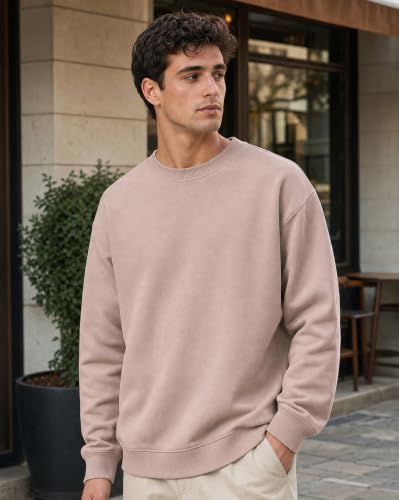 Image of Nobero Oversized Sweatshirts for Man Stylish Crew Neck | 280 GSM Rich Cotton Fleece Solid Oversized Fit Full Sleeve Sweatshirt for Men | Stylish Casual Wear Winter Sweatshirt for Men