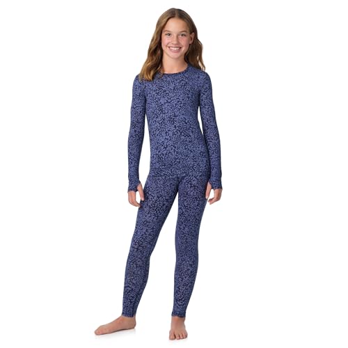Image of Cuddl Duds Lightweight 2 Piece Active Base Layer Matching Sets for Girls | Kids Everyday Activewear, Long Sleeve Top & Leggings, Back to School & Gym Clothes, Breathable Moisture Wicking Lounge Set